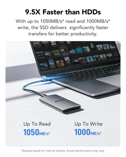 Lexar ES3 Portable SSD – 1TB, USB 3.2 Gen2, 1050 MB/s