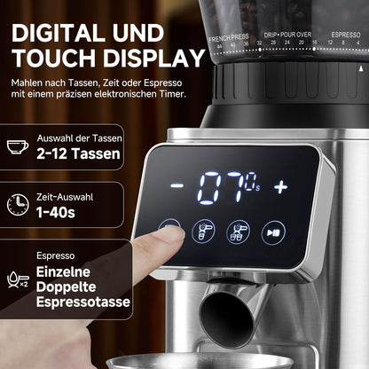 AMZCHEF Kaffeemühle elektrisch Siebträger – 48 Mahlgrade