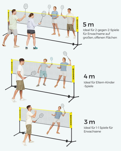SONGMICS Badmintonnetz 3 m höhenverstellbar mit Tragetasche, Gelb