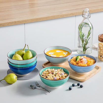 vancasso BONITA Schüsselset 6-teilig, Steingut Suppenschalen blau