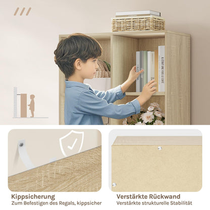 WOLTU Bücherregal 8 Fächer Würfelregal – Helle Eiche