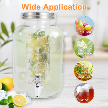 MR.KIANGCI Getränkespender aus Glas, 4 l, 2er-Set mit Zapfhahn
