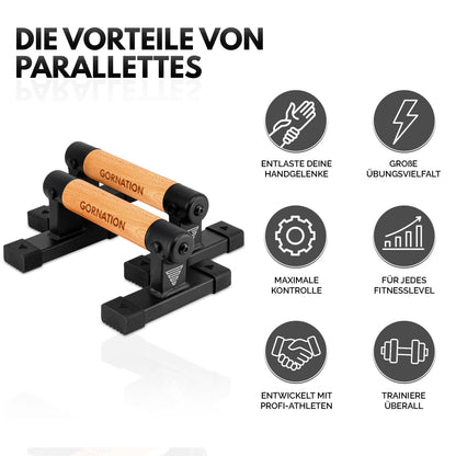 GORNATION Parallettes - Liegestützgriffe aus Holz inkl. Grip Tape