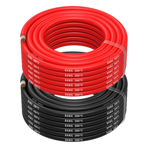 MMOBIEL 8 AWG Verzinntes Silikon Kupferkabel - Rot/Schwarz 2x10m. Flexible Leitungen zur Stromübertragung in der Elektronik.