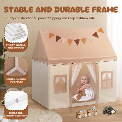 Snookids® Kinderzelt Spielhaus Indoor – mit Matte & Lichtern