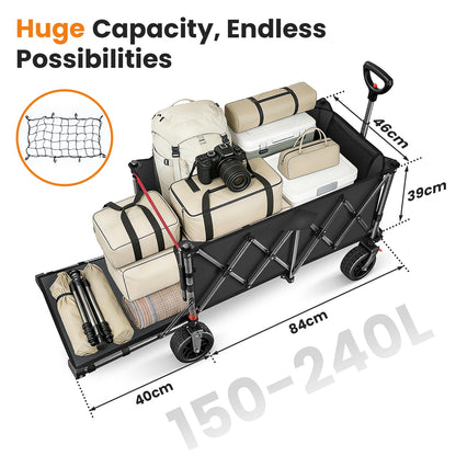 YEAUPE PRO Faltbollerwagen mit Feststellbremse, All-Terrain, schwarz