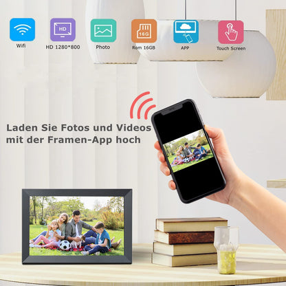 Aorpdd Digitaler Bilderrahmen 10.1 Zoll WLAN Frameo 32 GB