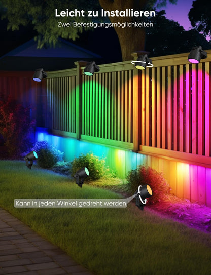 APPECK WiFi Smart Gartenstrahler RGBW – 6 Stück App-Steuerung
