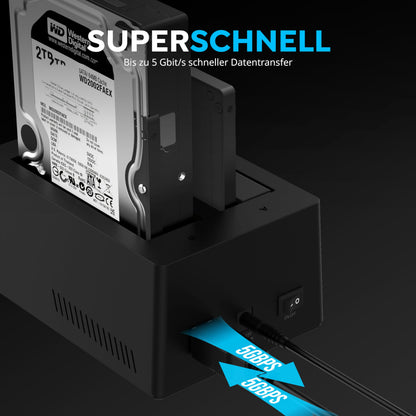 SABRENT EC-HD2B 2-Bay Festplatten-Dockingstation USB A 2,5/3,5 Zoll