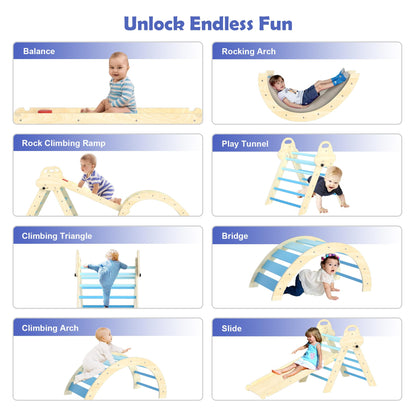 Puecrof 7-in-1 Montessori Kletterdreieck Kletterspielzeug – Blue