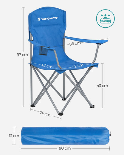 SONGMICS Campingstuhl 2er Set, Klappstuhl mit Getränkehalter, blau