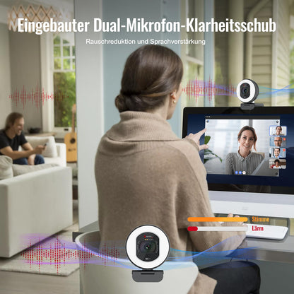 Angetube 4K Webcam mit Licht – USB Streaming Kamera PC Mac
