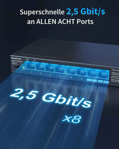 BrosTrend 2.5-Gigabit Netzwerk Switch 8 Port Unmanaged