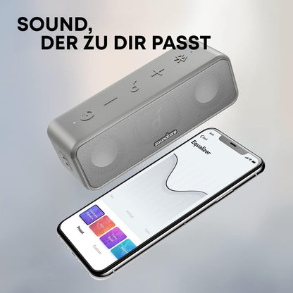 soundcore 3 Bluetooth-Lautsprecher mit Stereo-Sound und IPX7, Grau
