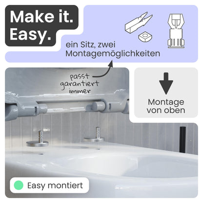 instmaier Alma WC-Sitz mit Absenkautomatik - Manhattan Grau D-Form