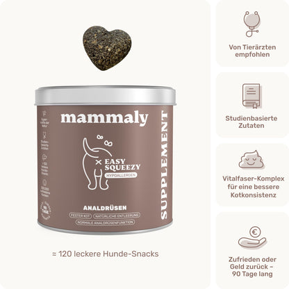 mammaly Easy Squeezy Analdrüsen-Leckerli für Hunde, 120 Stück