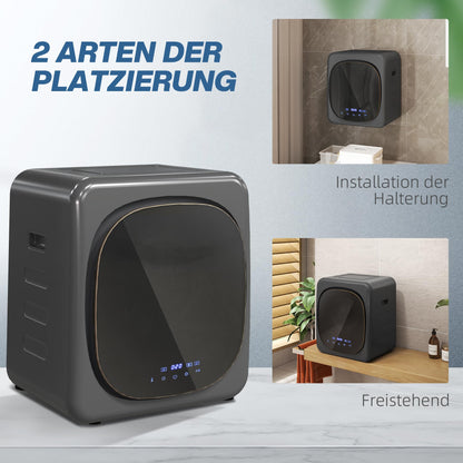 HOMCOM Mini Wäschetrockner Ablufttrockner 4 kg – Grau für Kleidung
