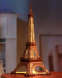 ROBOTIME Eiffelturm 3D Holzpuzzle mit Licht, Modellbausatz 164 Teile – beleuchtetes Holzmodell