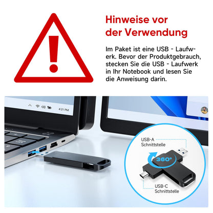 TechPro 2025 14.1" FHD Laptop Monitor Erweiterung IPS Triple