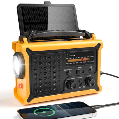Mesqool CR1030 Solar-Kurbelradio, AM/FM Notfallradio mit Powerbank – mit Solarpanel und Teleskopantenne