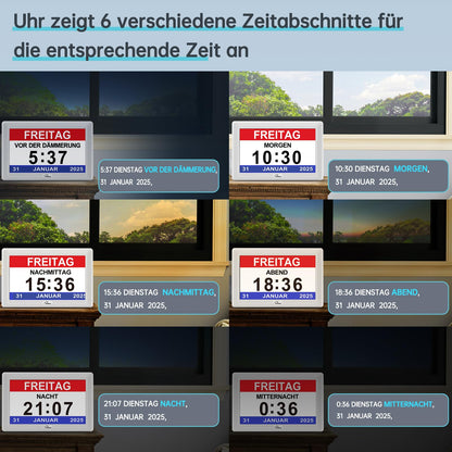 WallarGe Demenzuhr WSC701, digitale Kalenderuhr, 7 Zoll, weiss