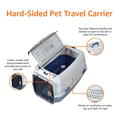 Amazon Basics Hundetransportbox, zweitürig, 58 x 38 x 33 cm, Blau