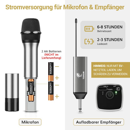 TONOR TW620 Kabelloses UHF Mikrofon Set mit 60 m Reichweite