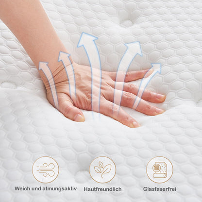 Hiepunos Orthopädische Taschenfederkern Matratze 90x200 H3