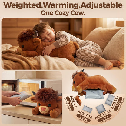 Mewaii Highland Cow Plüschtier mit Wärmekissen, gewichtet 2,3 kg