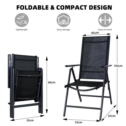 CCLIFE Breeze Alu Klappstuhl Hochlehner 4er Set Dunkelgrau