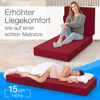 ELONEO Klappmatratze Gästematratze 15cm dick - Rot 75x195cm