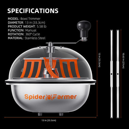 Spider Farmer Bowl Trimmer 13 Zoll mit Edelstahlklingen