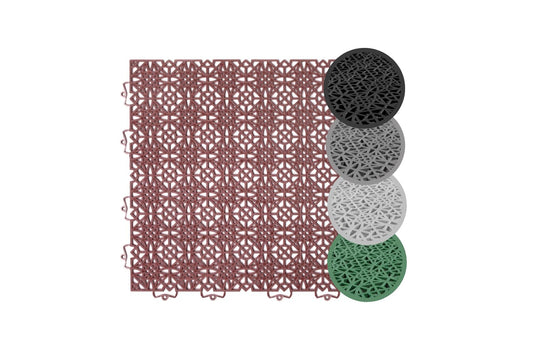 andiamo Terra Sol Terrassenfliesen Klicksystem 5m² Terra. Quadratische, terrakotta-farbene Fliesen für Terrassenböden mit Klickverbindung.