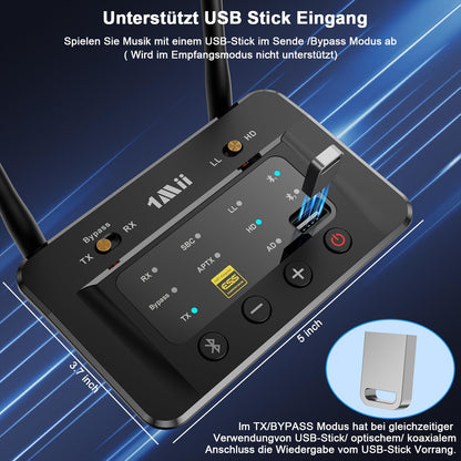 1Mii B03S HiFi Bluetooth 5.3 Adapter - Sender & Empfänger aptX HD