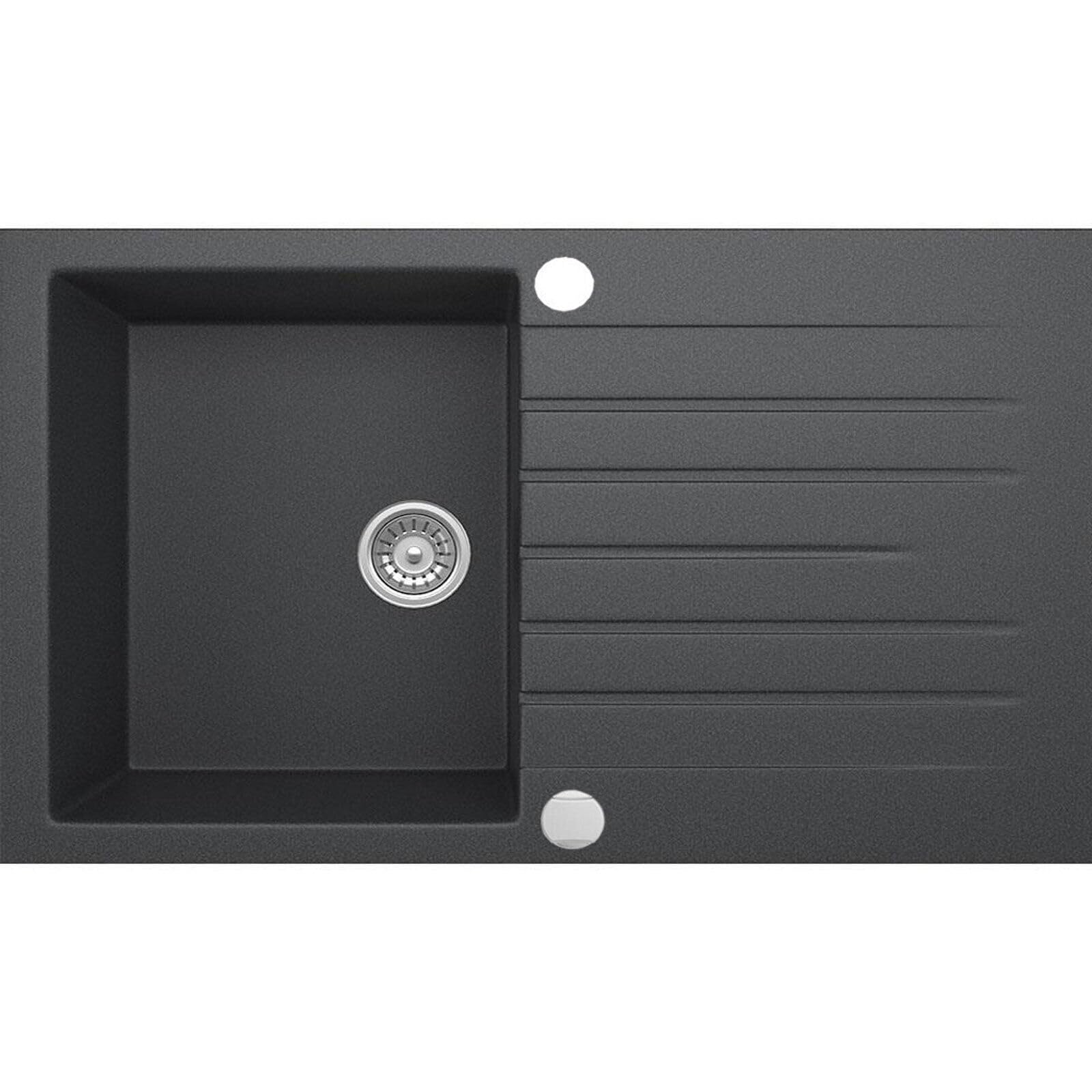 Granit ZQZ2113 Küchen-Granitspüle - Schwarz 76x45: Spülbecken aus Granit für den Kücheneinbau zur hygienischen Reinigung.