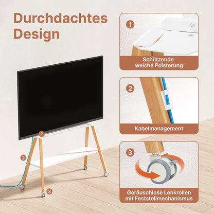 ECOTINY Easel Design TV Ständer mit Rollen – 49-75 Zoll