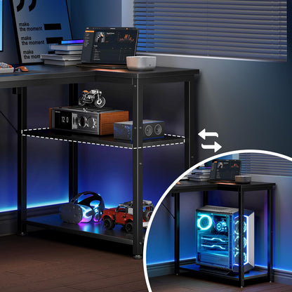 Coleshome Gaming Tisch L-förmig, Eckschreibtisch 100x70 cm, Schwarz