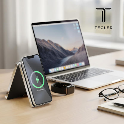 TEGLER Aluminium MagSafe Ladestation für Apple Watch und iPhone Y666