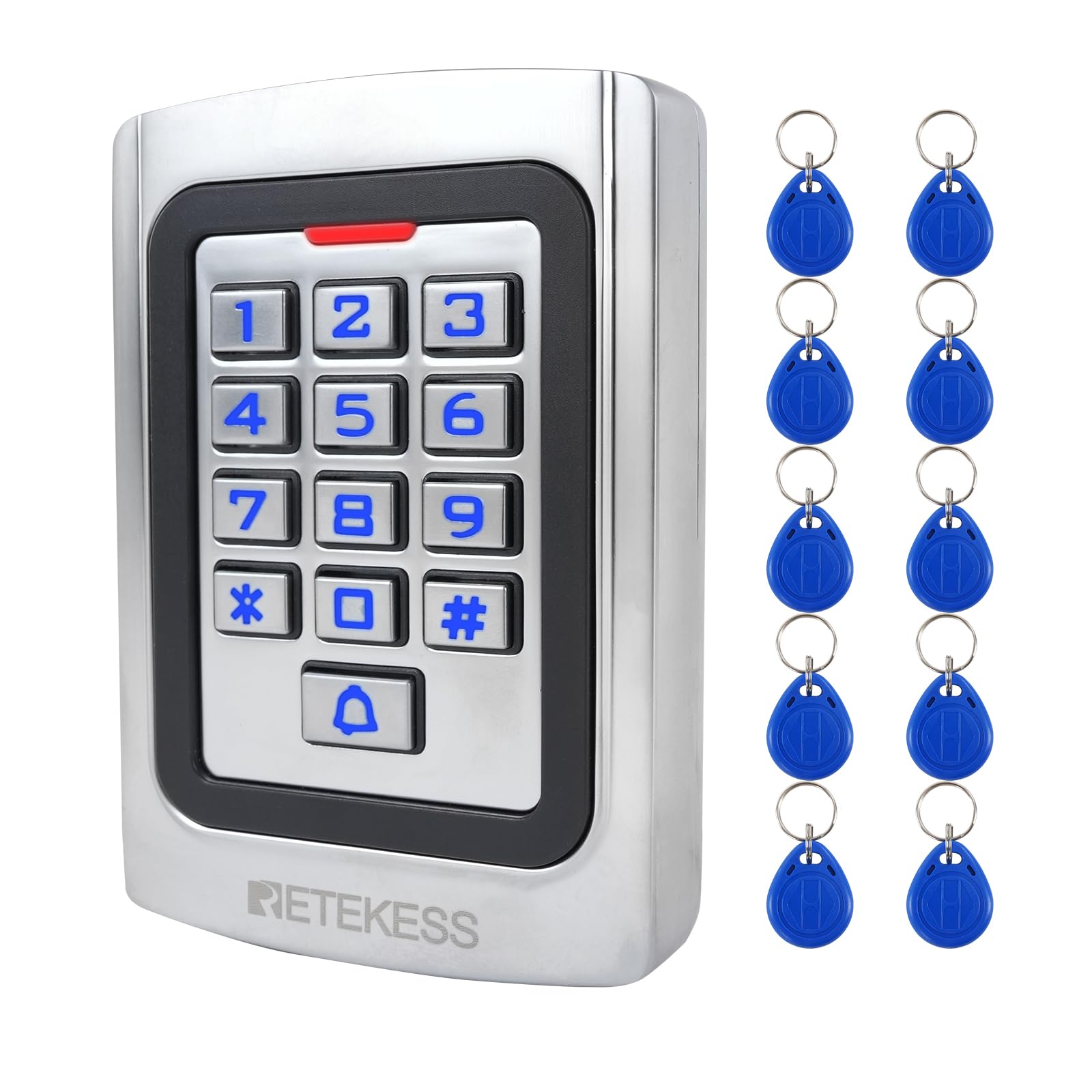 Retekess T-AC04 Zutrittskontrolle mit RFID-Tastatur, 125 kHz, IP68, Metallgehäuse, hinterleuchtete Tasten