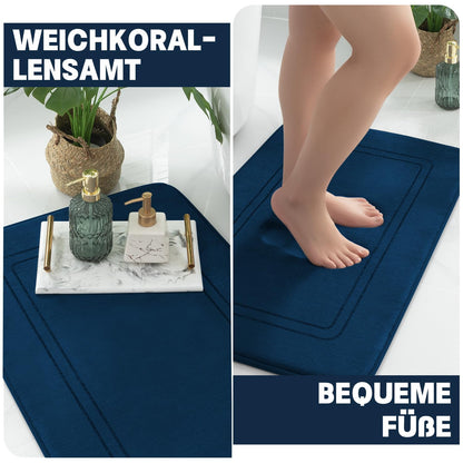 chakme Badezimmerteppich-Set 3-teilig, Memory-Schaum, navyblau