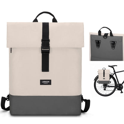 LARKSON Tammo Bike Gepäckträgertasche & Rucksack 2-in-1 Sand Grau – wasserabweisende Fahrradtasche mit Laptopfach