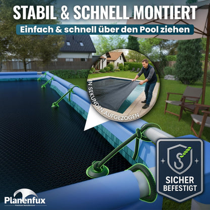 Planenfux Solarplane Pool rund 488 cm inkl. Befestigung, 120 µm