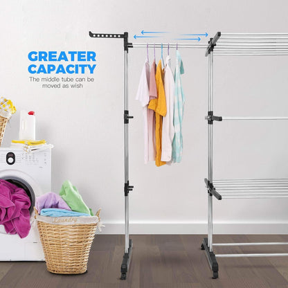 johgee Turm-Wäscheständer ausziehbar klappbar 3 Ebenen