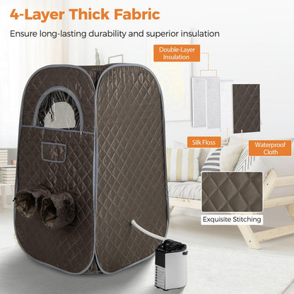 HOMASIS Tragbare Dampfsauna Saunazelt Set für Zuhause - Grau