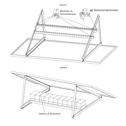 SolarXon Solarmodul Halterung für 2 Module – Freistehend, Alu