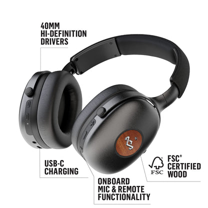 House of Marley Positive Vibration XL ANC Over Ear Kopfhörer - Schwarz