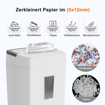 Bonsaii C275-B Aktenvernichter Mikroschnitt P4 – 10 Blatt