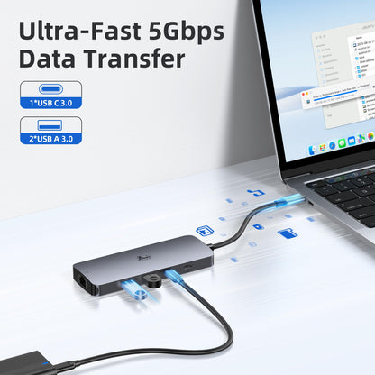 LIONWEI USB-C Docking Station 8-in-1 mit Dual HDMI und DisplayPort