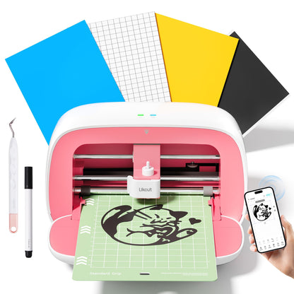 Likcut S501 Mini Schneideplotter für Vinyl & Textil - Rosa. Rosa, kompakter Plotter schneidet präzise Vinyl- und Textilfolien für DIY.