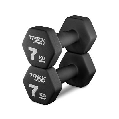TREX SPORT Neopren Kurzhanteln Set 2 x 7 kg für Damen und Herren